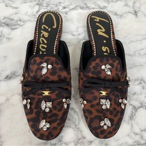Circus by Sam Edelman Trish Leopard Print Embellished  Mules Size 7